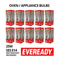 25W Appliance Light Bulbs 10 pack - Oven Bulb - 300°C Heat Resistant E14 SES